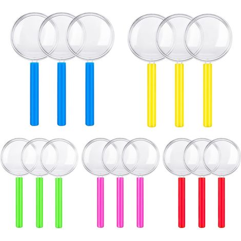 Lot de 15 loupes pour enfants, loupe de détective pour enfants, mini loupe de poche en plastique pour enfants