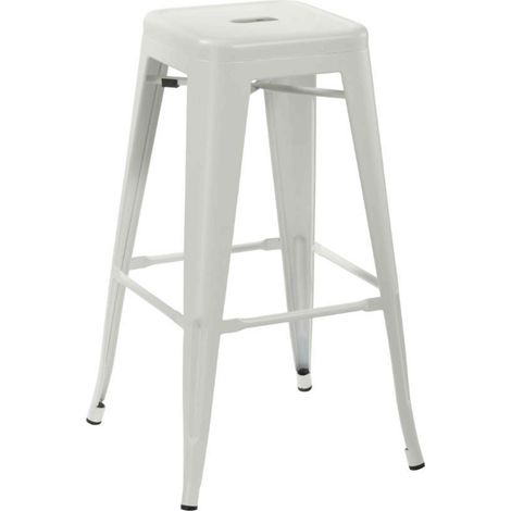 Home Heavenly® -Set de 4 Taburetes para Interior y Exterior Metálico de Estilo Industrial 43x43x76 cm Color : Blanco (1/5)