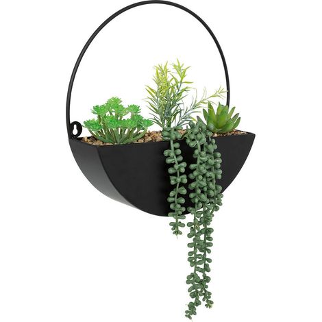 Künstliche Hängepflanze Imy Pot Metall schwarz H41cm - Atmosphera créateur d'intérieur (1/5)