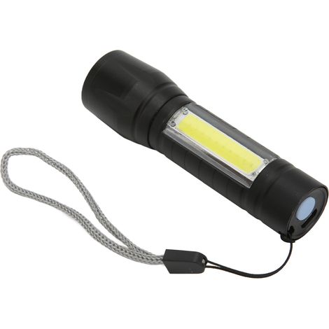 Lampe torche rechargeable USB en alliage d'aluminium avec dragonne, température de couleur 6000K, LED COB, zoom (1/5)
