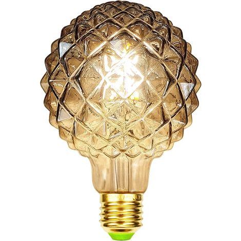 Retro-LED-Filament-Edison-Glühbirnen 4W Rauchglas 220/240V E27 Kristall-Dekorationsglühbirnen Art Deco G95 Kristall (Ananas) [Energieklasse D]
