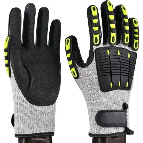 Arbeitshandschuhe, schnittfeste Mechanikerhandschuhe, Schnittschutzstufe 5, abriebfeste und vibrationsdämpfende Handschuhe für Gartenarbeiten, Größe L (25,5 cm) (1/5)