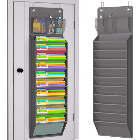 Organizzatore di documenti da appendere alla porta con 10 ampie tasche, portadocumenti da parete per lettere, riviste, fogli, materiale scolastico, archiviazione di documenti (1/5)