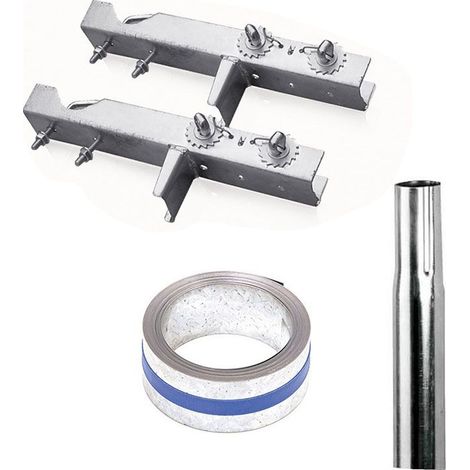 Pack HDSAT Cerclage Cheminée Double Fixation + Feuillard Galvanisé 5m + Mât Emboitable 0.5m Diam 50mm (1/4)