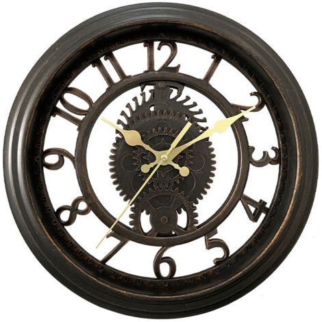 11" Vintage Wall Clock - Black, Creative Skeleton Wall Clock, Round Light Living Room Wall Clock, Luxury Style (1/5)