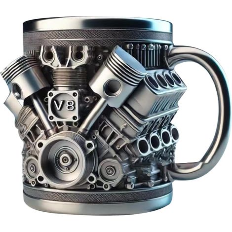 V6 V8 Motoren Edelstahlbecher Mit Henkel Motoren Kaffeetasse Motor Design Retro Coffee Tasse Neuartiger Kaffeebecher Für Zuhause Studio Reisen