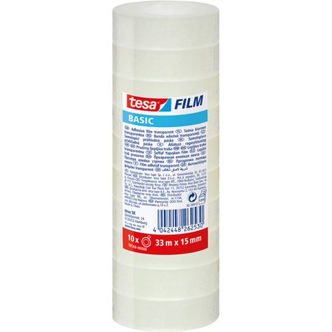 Cinta adhesiva Tesa basic buena adherencia transparente 15 mm 3 m