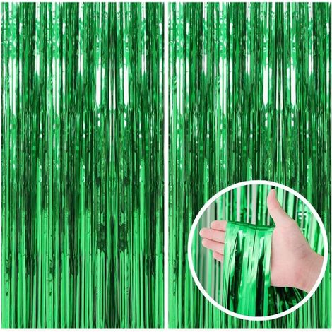Rideaux à franges pour décoration de fête (lot de 2, vert) — Idéaux pour les thèmes Halloween et sorciers (1/5)