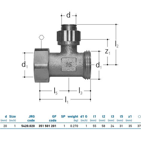 JRG Sanipex Distributore a 1 partenza bronzo d. 20 mm 1" 351501201