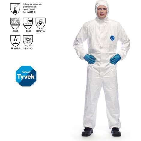 Dupont 1101203 Tuta Da Lavoro Monouso TYVEK 500 XPERT III Cat. Bianca XL