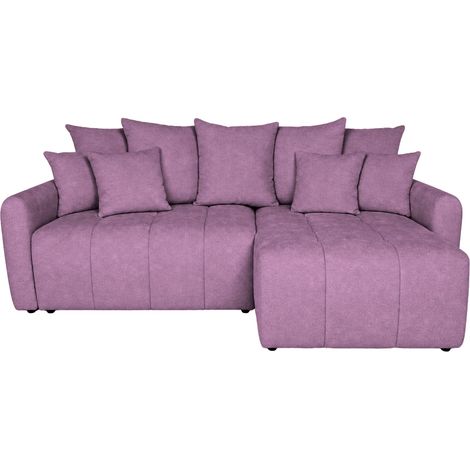 CASSIS - Canapé d'angle convertible tissu chenille 3 places Mauve (1/5)