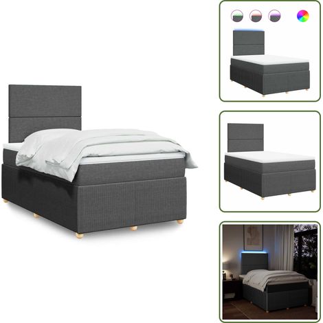 Sommier à lattes de lit avec matelas gris foncé 120x190cm tissu - Sommier À Lattes De Lit - Sommiers À Lattes De Lit - Lit - Meuble De Chambre À Coucher (1/5)