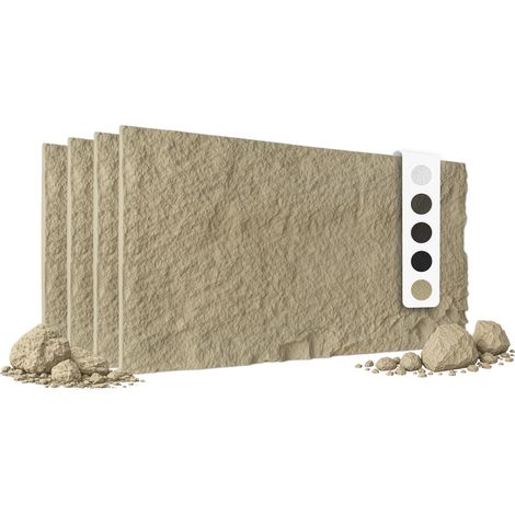 HEXIM 3D Steinoptik PU Wandpaneele 120x60cm Stone Wandverkleidung Bruchstein Felsen Platten Stein: A002-15 Beige, 4 Paneele