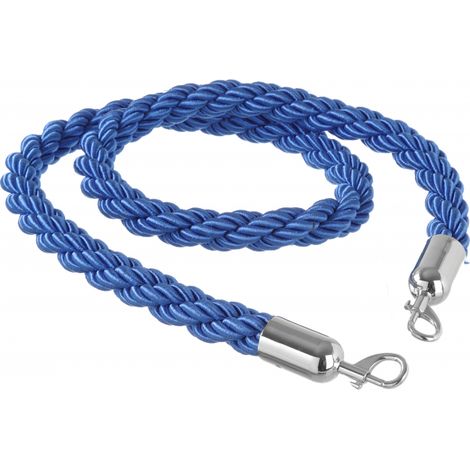 Corde bleue pour poteaux de clôture avec mousquetons argentés, longueur 1,5 m (1/4)