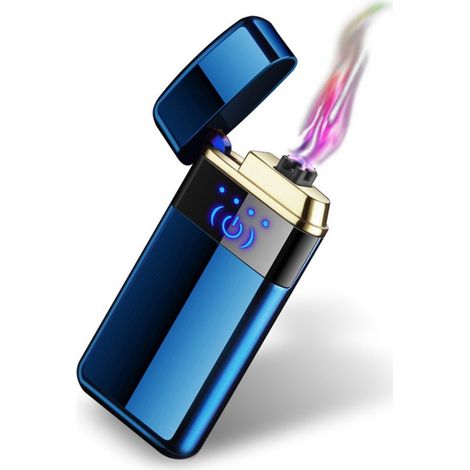 Briquet - Double Arc - Rechargeable USB - Indicateur De Charge - Bleu - 1 Pièce (1/5)