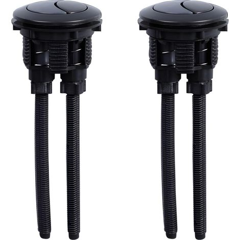 2 Pièces Bouton de Chasse d'Eau Noir, Remplacement du Bouton de Chasse d'Eau WC 38mm, Double Bouton Poussoir Chasse d'Eau Rond pour la Réparation du Réservoir d'Eau de la Salle de Bains (1/5)