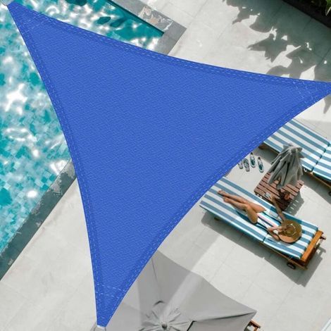 Dreieckiges Sonnensegel 3 x 3 x 3 m, atmungsaktiv, UV-Schutz, ideal für Garten- oder Hofpartys, mit Seil, blau (1/5)
