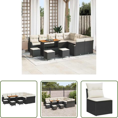 vidaXL Ensemble de canapé de jardin 13 pc Noir polyrotin (1/5)