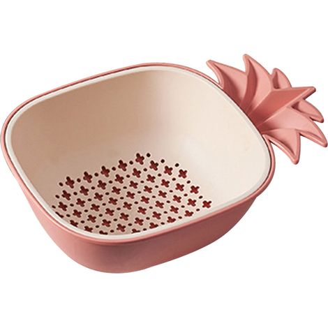 Égouttoir mignon en forme d'ananas, panier égouttoir double couche épais pour la maison, panier de rangement pour fruits et légumes, panier à linge, panier de rangement en plastique (1/4)