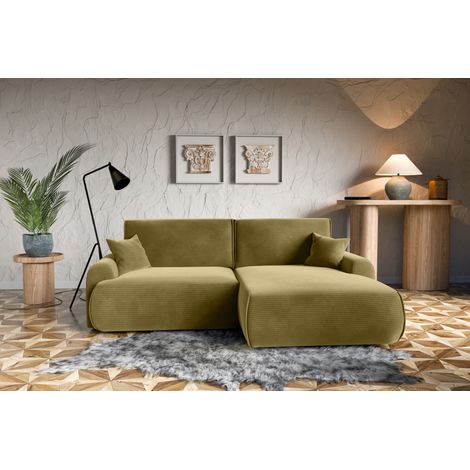 Canapé d'Angle droit avec fonction de couchage Noboo coffre en velours côtelé moutarde du fabricant -VINOTTI (1/5)