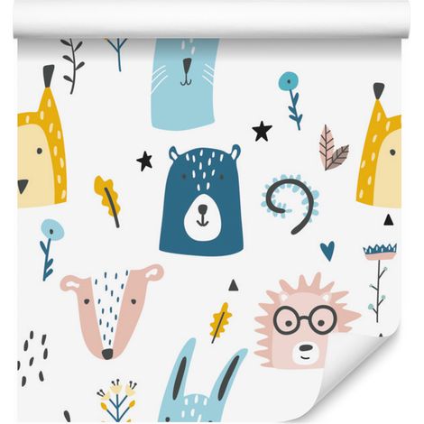 Carta da parati con animali del bosco per soggiorno e camera da letto, 50x1000 cm (1/5)