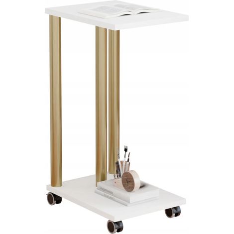 Table d'appoint sur roulettes - table d'appoint mobile pour salon de style loft (1/5)
