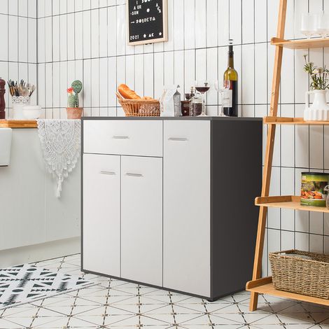 Buffet Moderne Placard de Cuisine avec Dispositif Anti-renversement et Étagère Réglable Latérale à 3 Portes Grand Tiroir CW72761 (1/2)