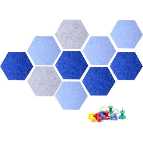 Ensemble de 10 panneaux de feutre hexagonal, panneaux d'affichage, carreaux DIY, panneaux d'ongles auto - adhésifs (1/2)
