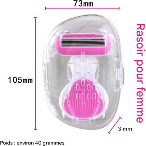 Rasoir Épilation Femme Coquille Sécurité - Rasoir Corps Entier pour Jambes/Aisselles/Zones Intimes - Anti-Coupure avec 3 Lames Remplaçables + Étui de Voyage [Design Ergonomique]-CREA (1/5)