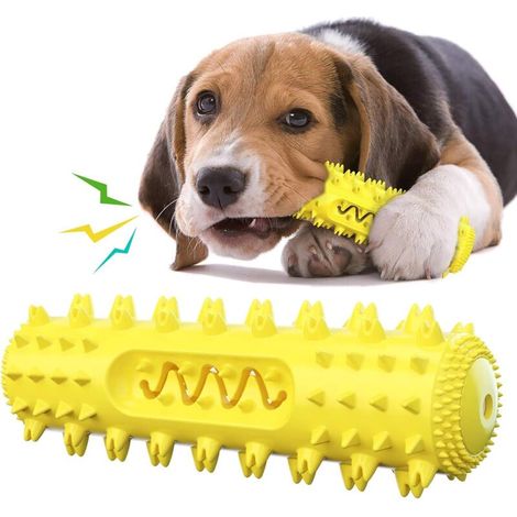 Jouet interactif pour chien - pour l'éducation et le nettoyage des dents, convient aux chiens ayant tendance à mordre agressivement - 1 pièce, jaune (1/3)