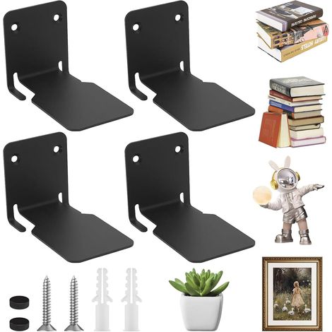 Lot de 4 Etagere Murale Invisible Étagère Flottantes, Noir (1/5)