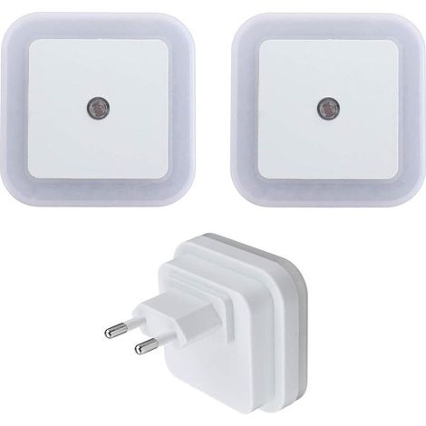2x Veilleuse LED (2 pièces Blanc chaud), Veilleuse à économie d'énergie avec capteur intelligent Marche/Arrêt automatique à brancher dans le mur Veilleuse