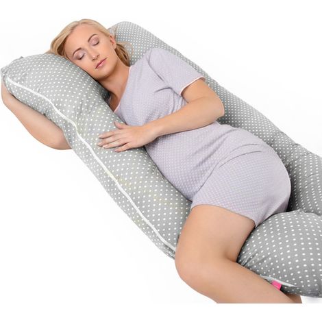 Cuscino per la gravidanza a U per dormire sul fianco e per l'allattamento - Gray Poppy (1/5)