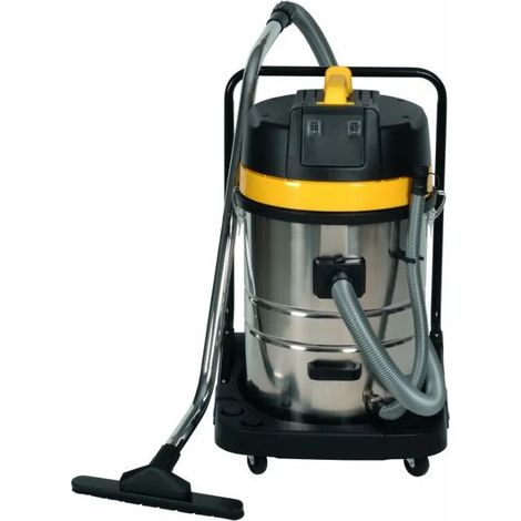 Aspirapolvere a umido e a secco da 70 litri in acciaio inox con carrello, 2 motori, 2000W