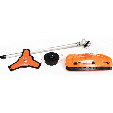 Modulo decespugliatore per multifunzione con parasassi disco a 3 lame e testina