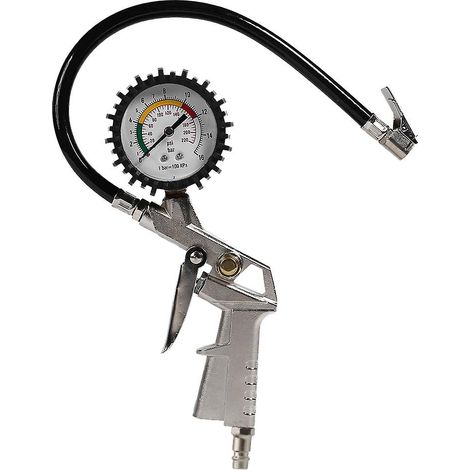 Manomètre de pression des pneus à aiguille pour voiture, camion et moto, pompe à pneus avec valve de dégonflage rapide. (1/5)