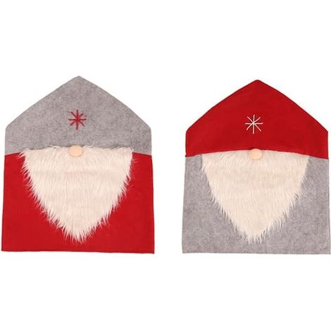 Lot de 2 housses de chaise de Noël avec bonnet rouge de Père Noël pour la décoration (1/5)