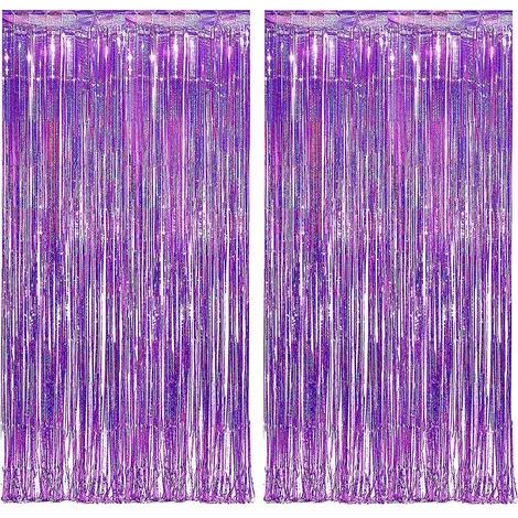 tende con frange metalliche (1 x 2,5 m, viola) Tende con frange in rete metallica lucida Tenda con paillettes metalliche lucide (1/5)