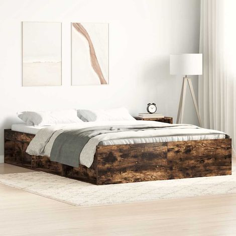 Bed Frame without Mattress Smoked Oak 150x200 cm King Size vidaXL (1/5)
