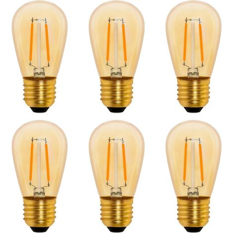 Bombilla LED de filamento S14 Vintage E27, 1W ámbar, reemplazo Edison para bombillas incandescentes de 10W, no regulable, blanco cálido 2200K, CA 220V, paquete de 6