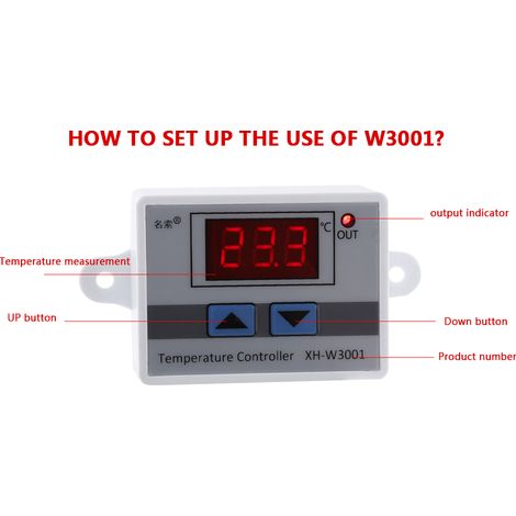 Contrôleur de température numérique 12 V XH-W3001 (blanc) (1/4)