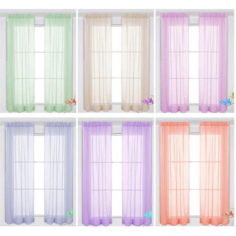 Rideaux transparents unis pour fenêtres, compatibles avec les voilages et les protections de fenêtre (1/5)