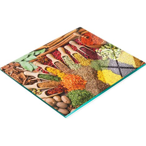 Planche à découper décorative en verre avec épices colorées 60 x 52 cm (1/5)