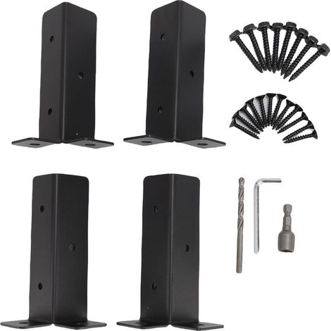 Kit de supports de Base d'ancrage de poteau de pont réglables, 4 pièces, adaptés à 1.5x1.5 2x2 2x4 4x4, clôture en bois réversible robuste pour garde-corps de Pergola et boîte aux lettres. (1/5)
