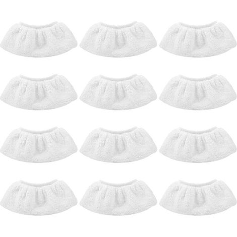 12 chiffons de nettoyage en microfibre, accessoires de nettoyage blancs, compatibles avec la plupart des nettoyeurs vapeur (1/4)