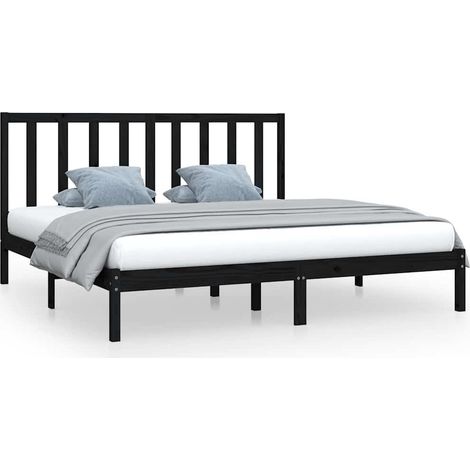 Maison Exclusive - Massivholzbett Schwarz Kiefer 200x200 cm (1/5)