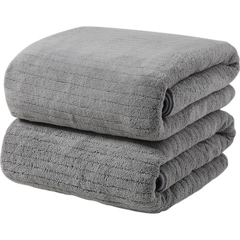 Serviette De Bain - Microfibre Coral Fleece - 160 x 90 cm - Ultra Absorbante - Pour Adulte - Usage Maison Plage Piscine Gym - 2 Pièces (1/2)