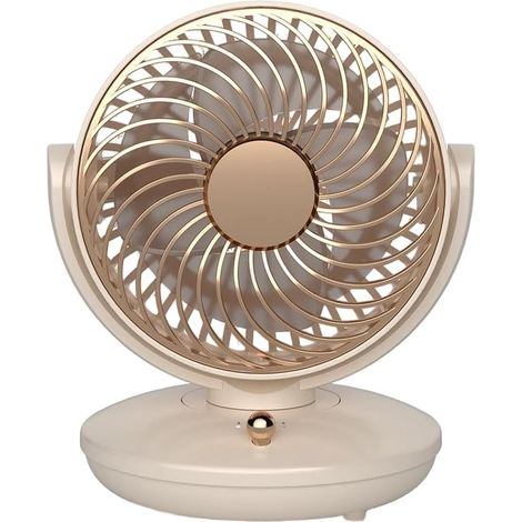 Beige Plug-in Mini Oscillating Desk Fan - Portable USB Desktop Fan with Direct Plug-in Power (1/5)