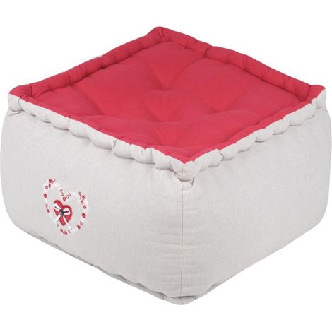 Pouf de sol Collection Pauline rouge et beige (1/3)