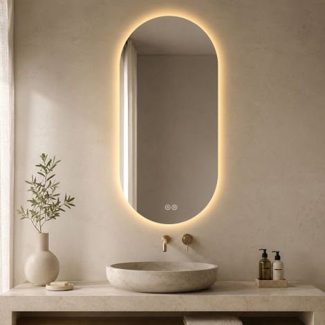 Specchio da bagno/barbiere intelligente a parete con schermo touch a LED, antiappannamento, 60120 cm. (1/5)